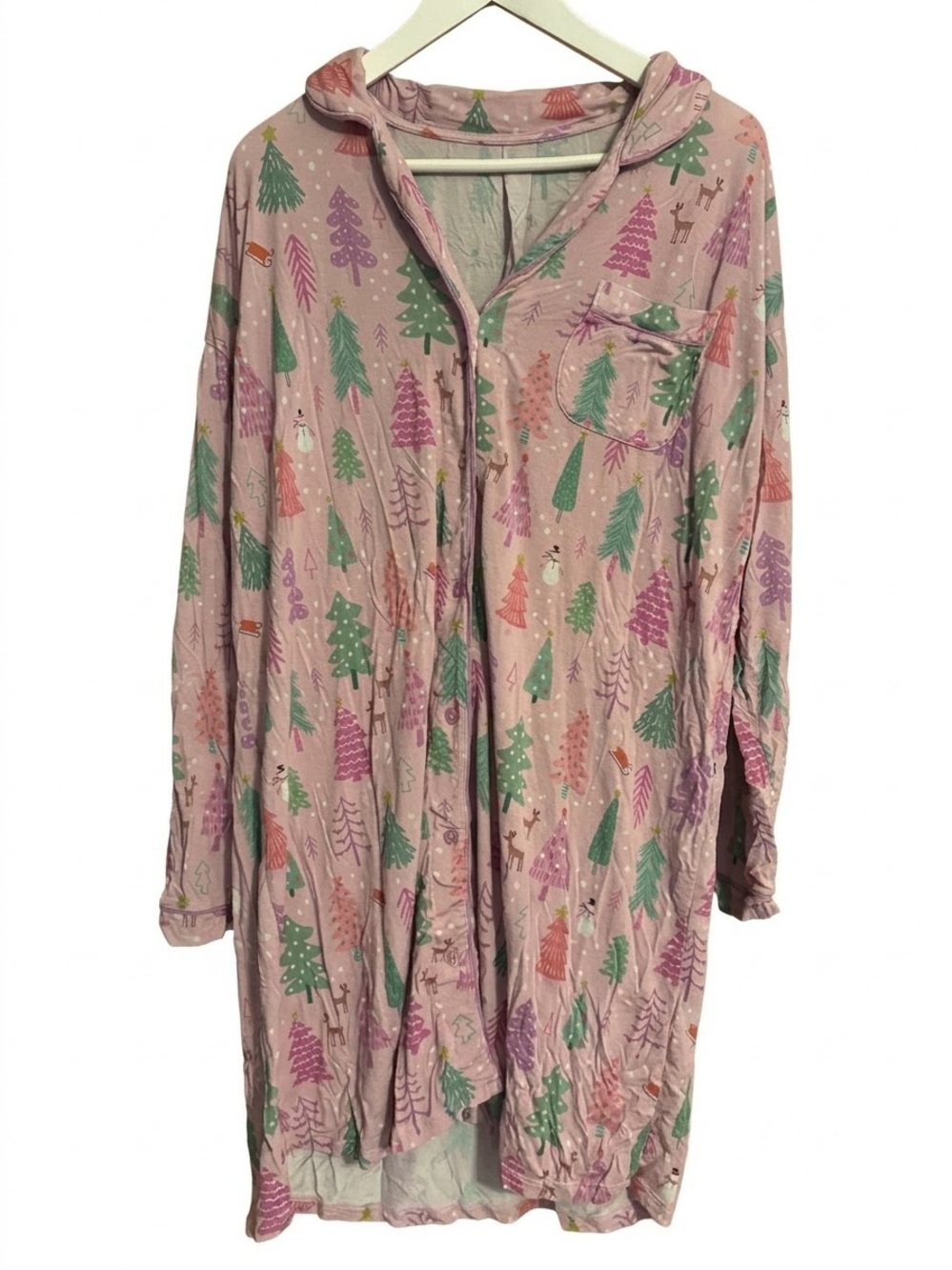 Pink Merry & Bright Women's Long Sleeve Sleep Shirt